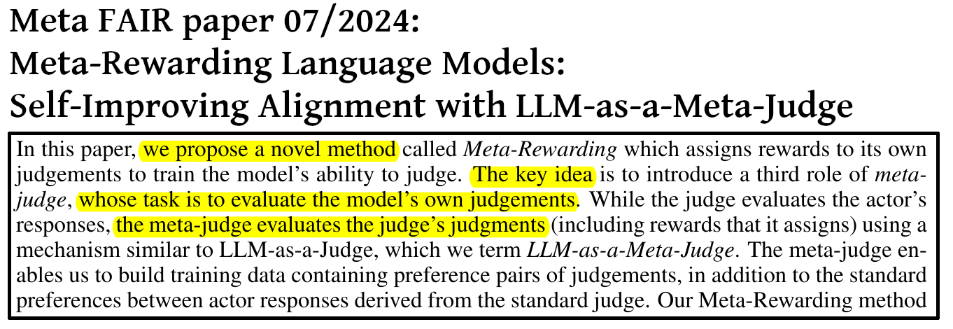 Screenshot of the paper, parts highlighted describing evaluating the evaluations